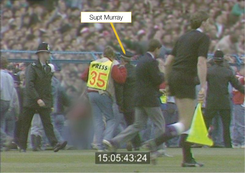 Supt Murray on the perimeter track at Hillsborough Stadium at 15:05:43