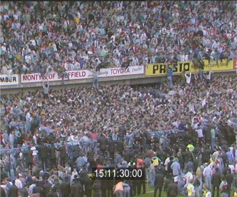 View of the West Terrace at Hillsborough Stadium at 15:11:30